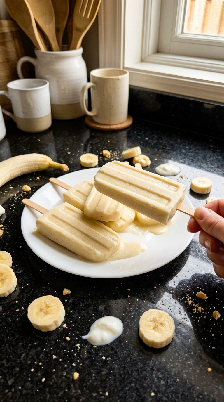 Sucettes de yaourt glacé à la banane