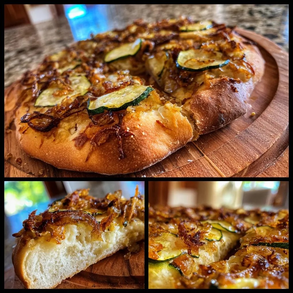 Flammekueche estivale oignons courgettes