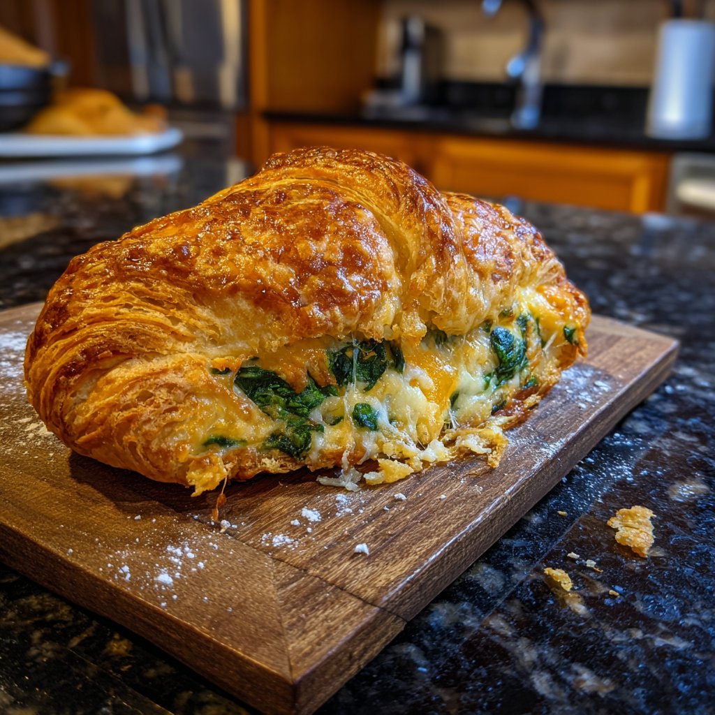 Quiche croissant cheddar épinards