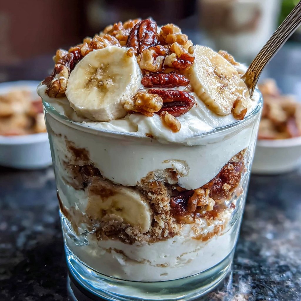 Parfait de yaourt glacé banane et noix