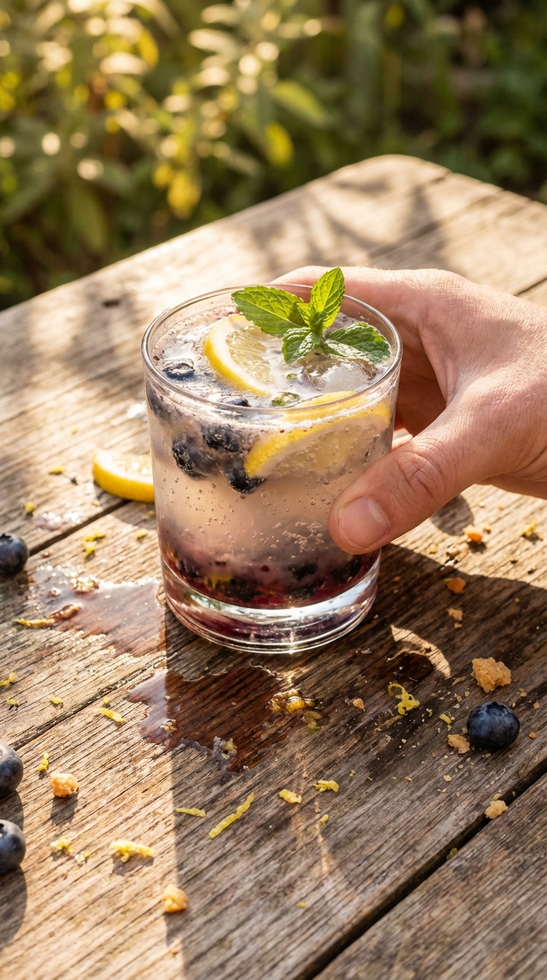 Cocktail levain limoncello myrtilles
