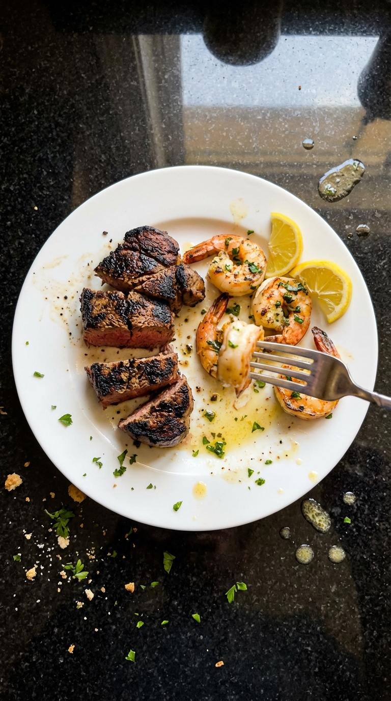 Crevettes Grillées et Filet Mignon