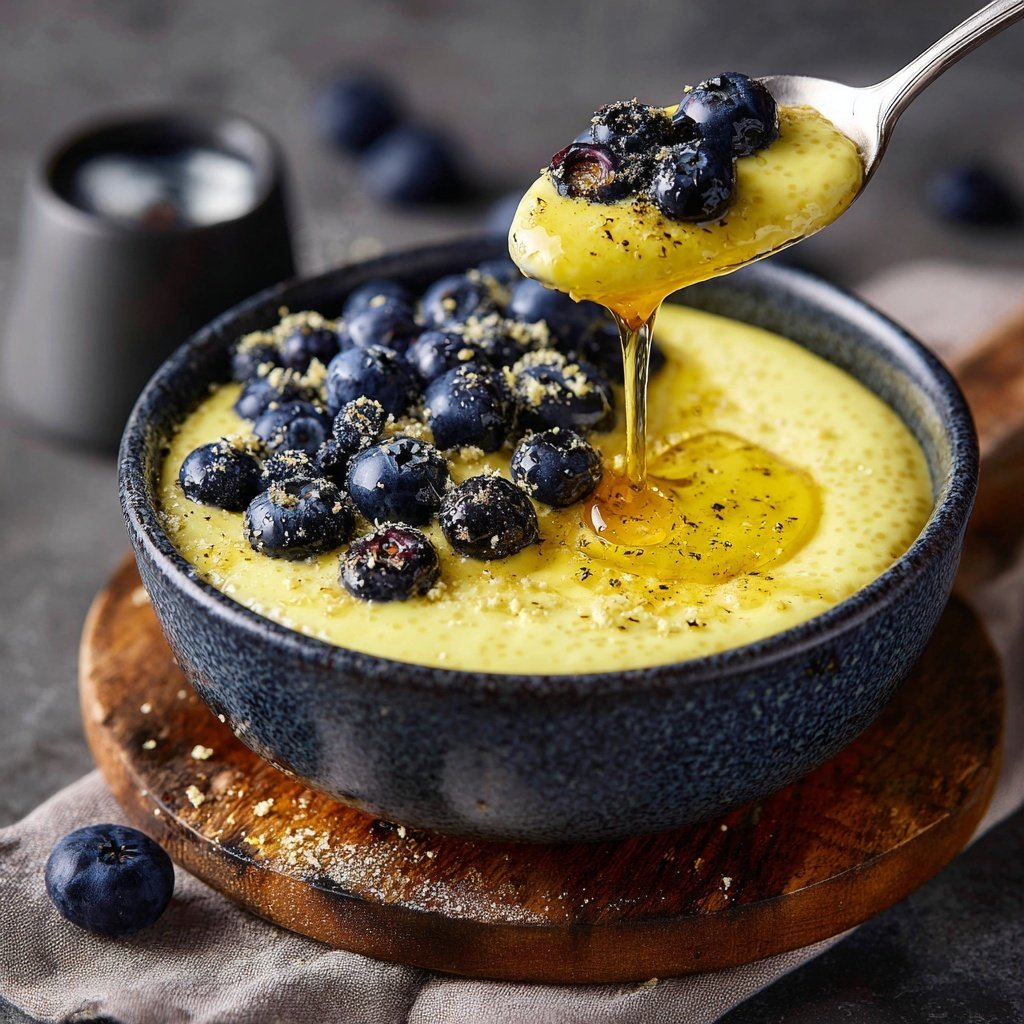 Pudding chia citron myrtilles