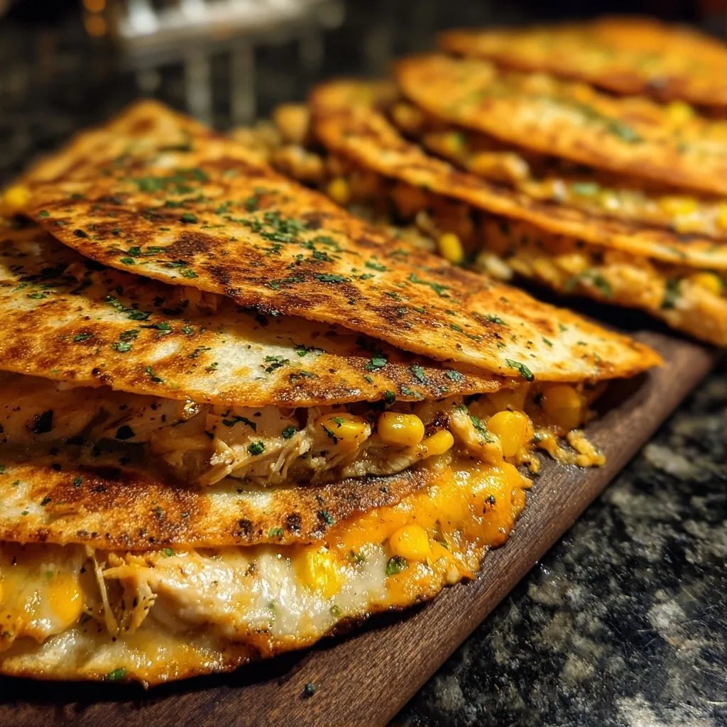 Quesadillas poulet cheddar maïs