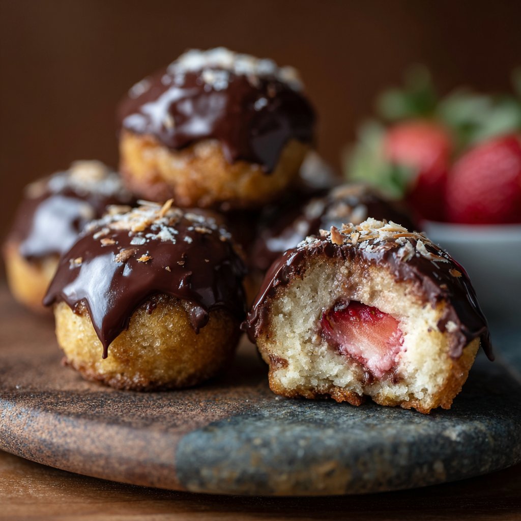 Bouchées coco fraise chocolat