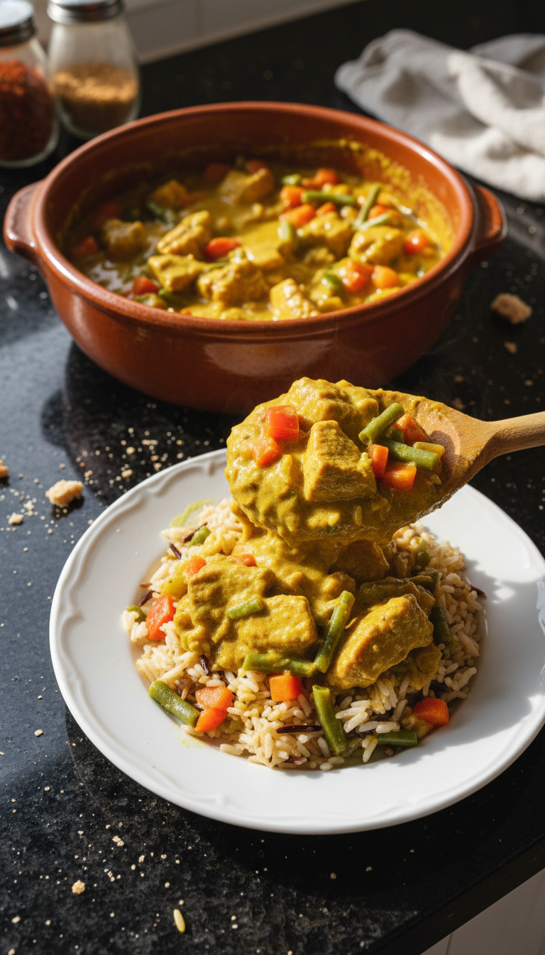 Curry de Chèvre et Mélange de Riz