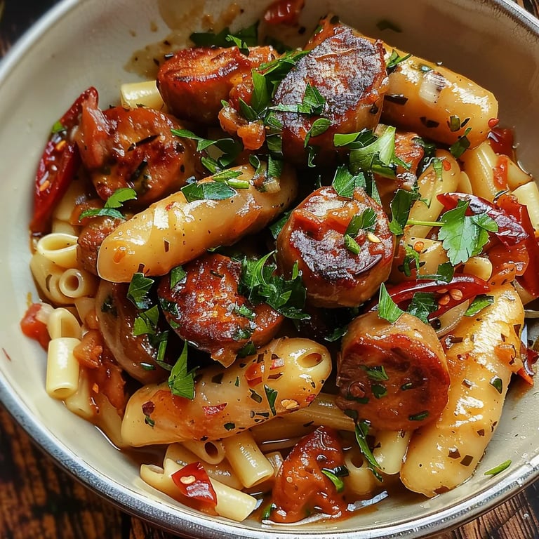 Pâtes crémeuses à la saucisse cajun