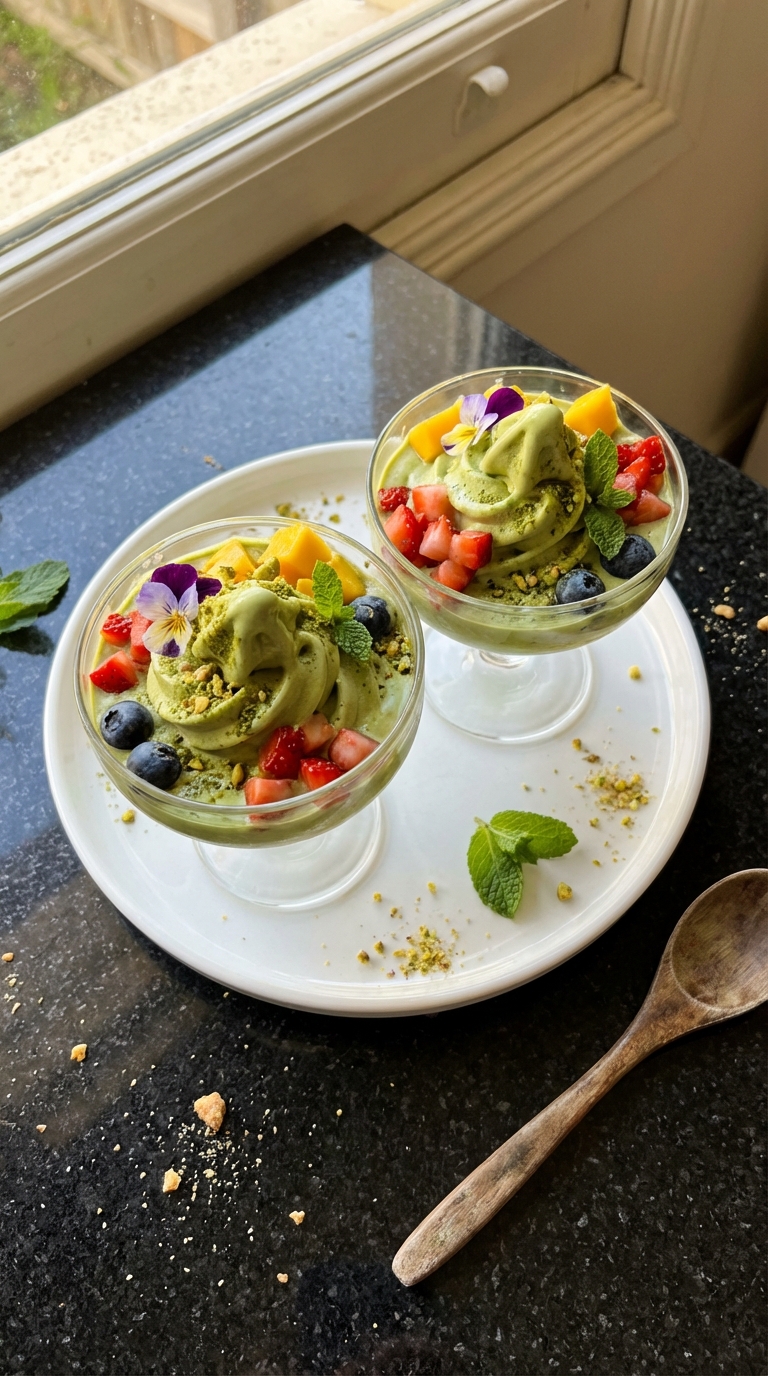 Coupes de yaourt glacé au matcha