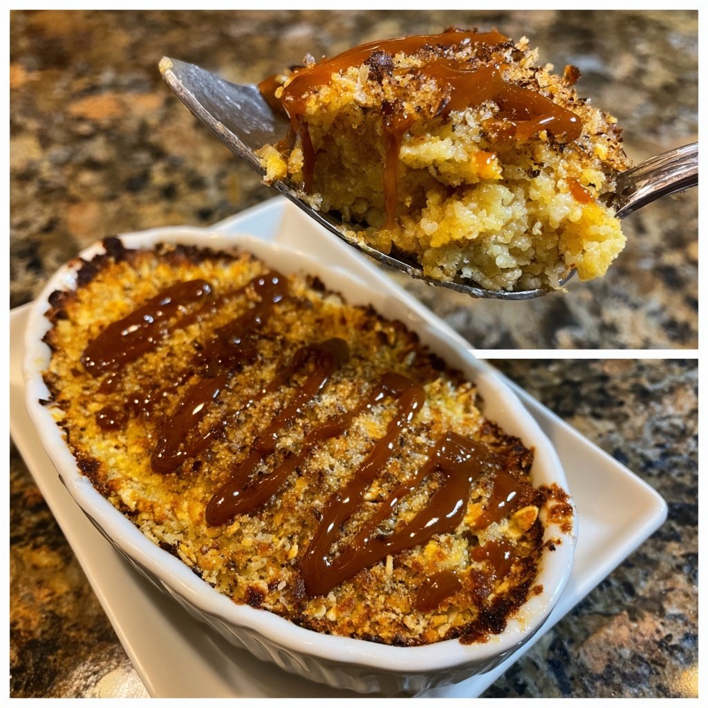 Gratin flocons d'avoine beurre cacahuète confiture