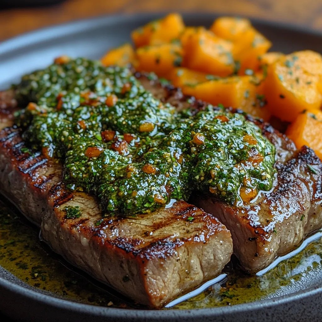 Steak avec Sauce Verte et Purée de Patates Douces : Une Recette Incroyable Ultime