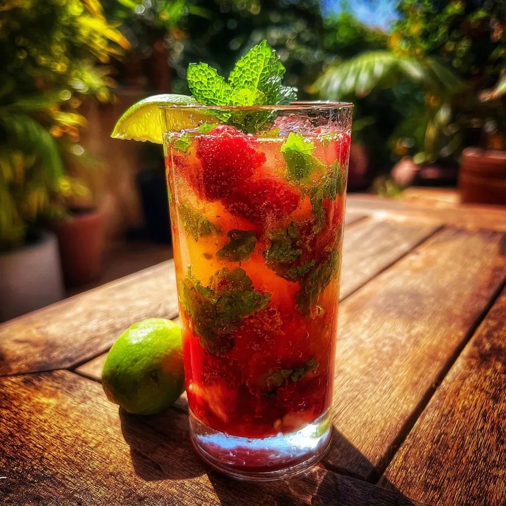 Mocktail mojito fruits rouges