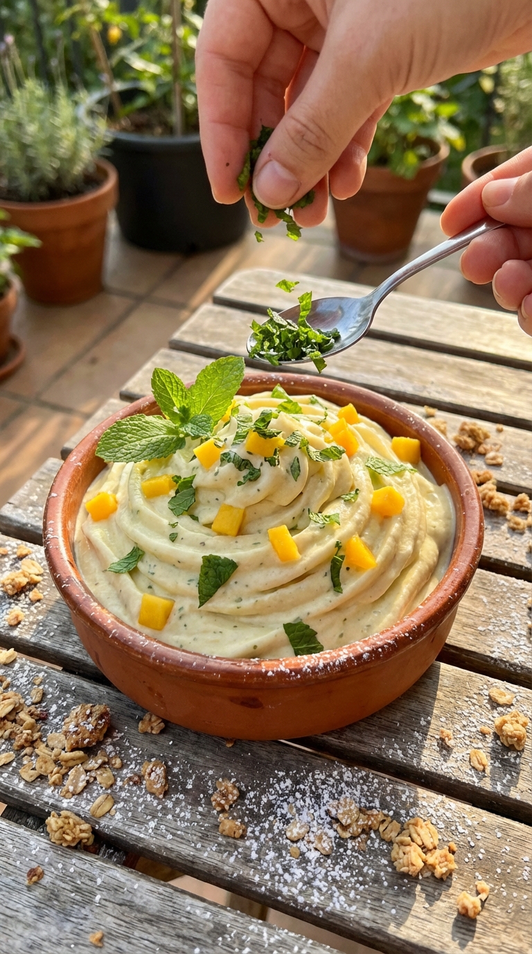 Yaourt glacé menthe et mangue