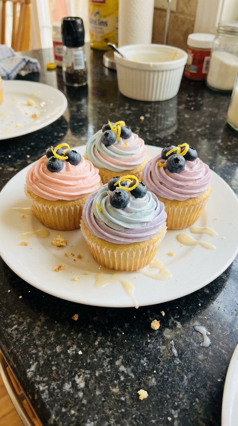 Cupcakes buttercream myrtilles citron