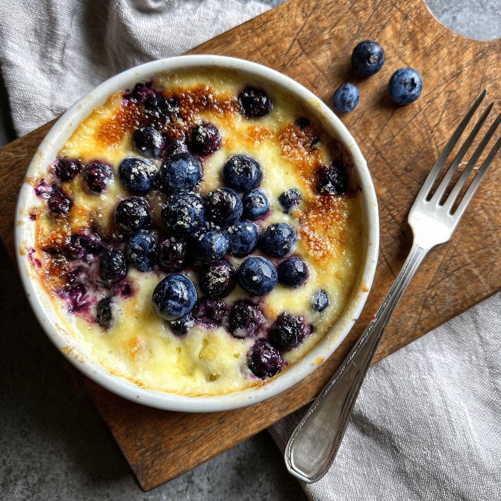 Gratin œuf myrtilles citron