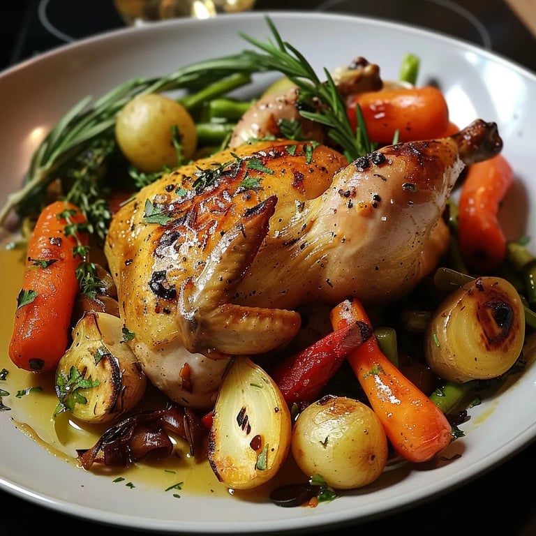 Cuisses de poulet et légumes au four