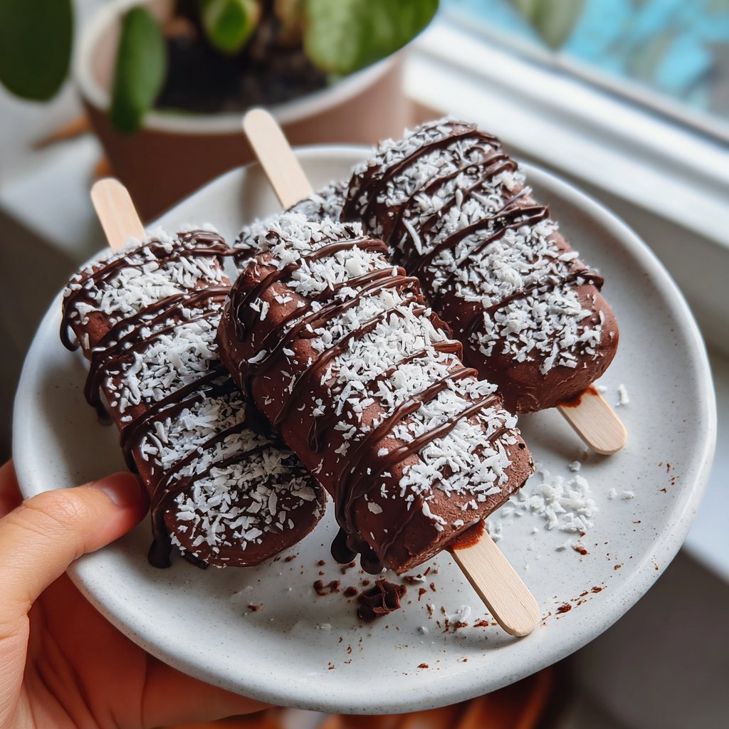 Sucettes de yaourt glacé cacao noix de coco