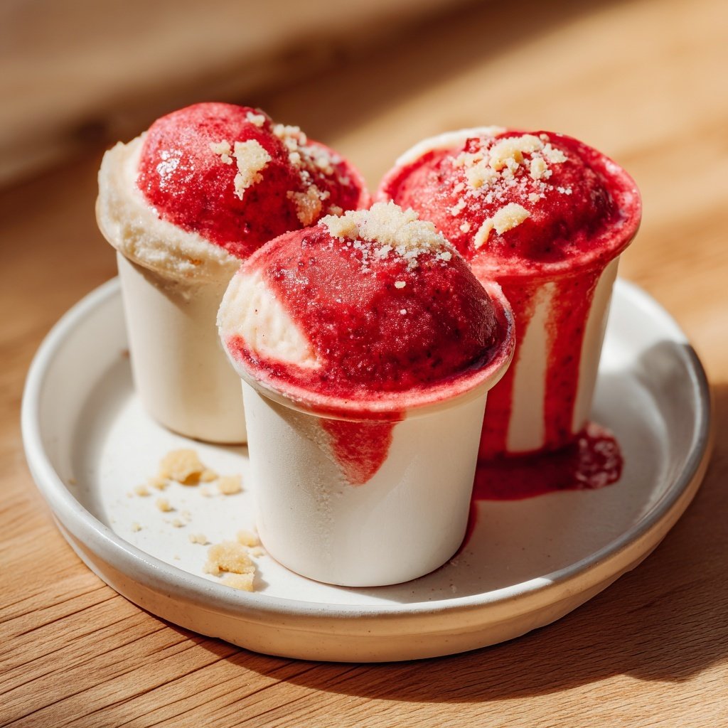 Coupes de yaourt glacé fourrées à la fraise