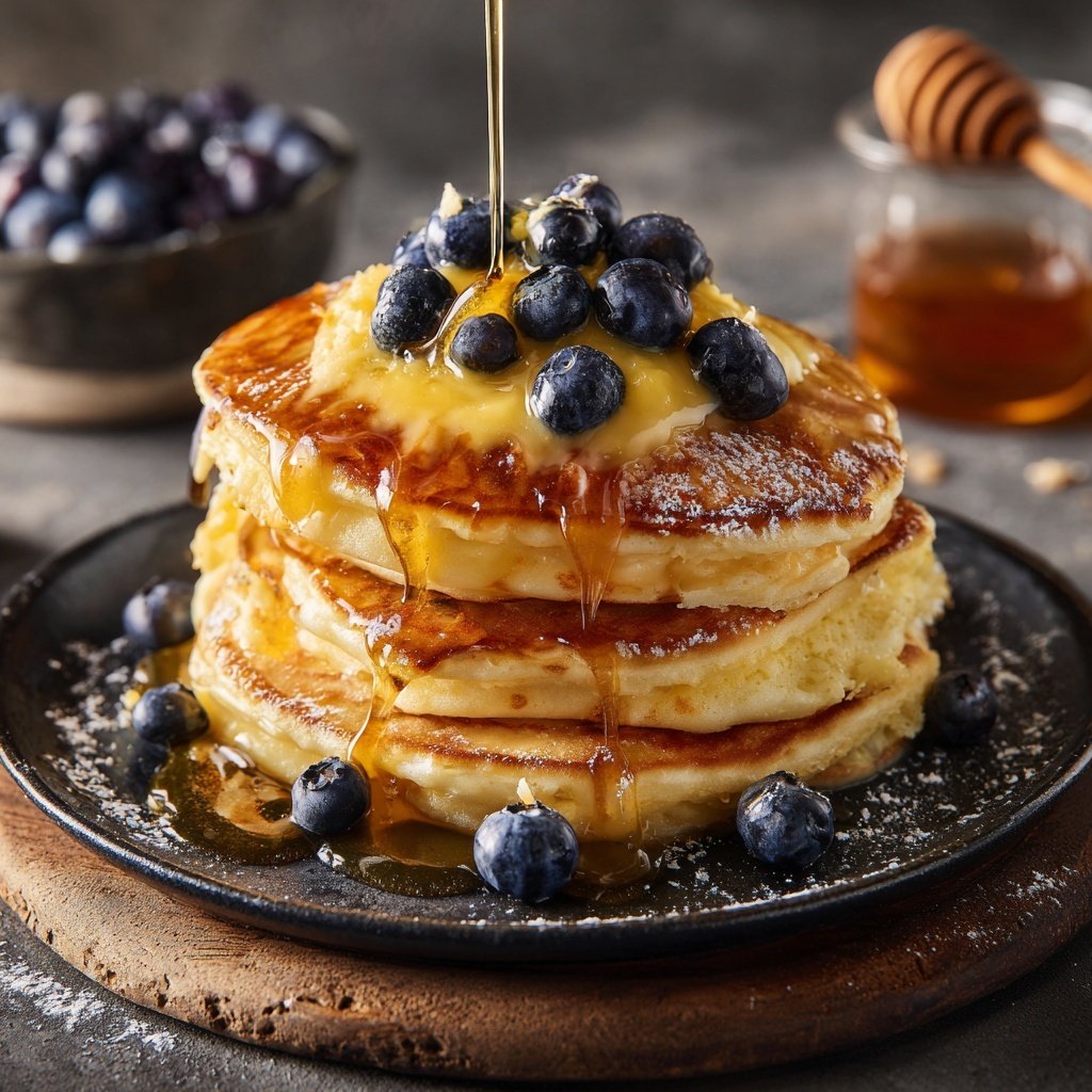 Pancakes levain citron myrtilles